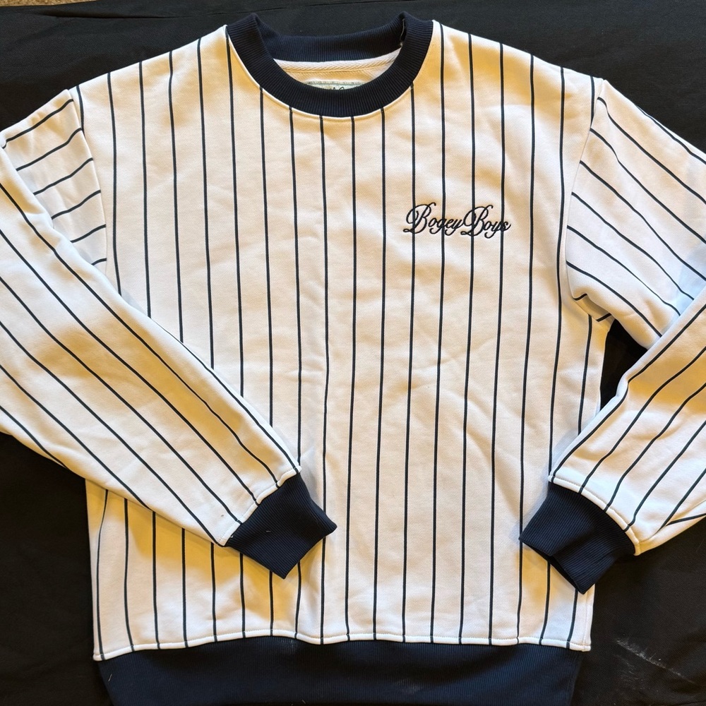 Macklemore’s Bogey Boys crew neck White and Navy Striped Men's Sweatshirt